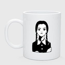 Кружка керамическая Wednesday Addams, цвет: белый