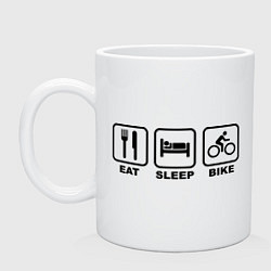 Кружка керамическая Eat Sleep Bike (еда, сон, велосипед), цвет: белый