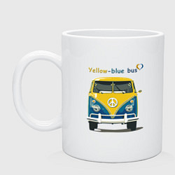 Кружка керамическая Я люблю вас Yellow-blue bus, цвет: белый