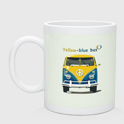 Кружка керамическая Я люблю вас Yellow-blue bus, цвет: фосфор