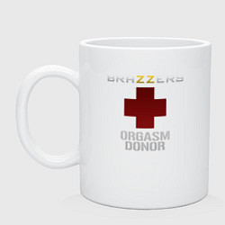 Кружка керамическая Brazzers orgasm donor, цвет: белый