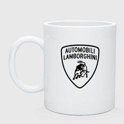 Кружка керамическая Lamborghini Logo Dark, цвет: белый