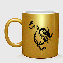 Кружка керамическая Китайский водяной дракон, цвет: золотой