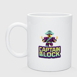 Кружка керамическая Roblox Captain Block Роблокс, цвет: белый