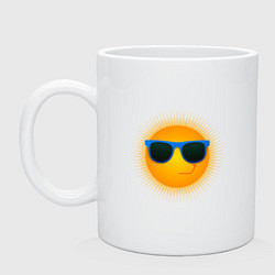 Кружка керамическая Солнышко в очках, цвет: белый