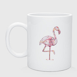 Кружка керамическая Узорчатый фламинго, цвет: белый