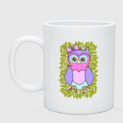 Кружка керамическая Милая совушка, цвет: белый