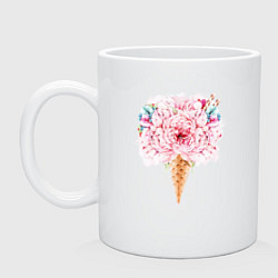 Кружка керамическая Flowers ice cream, цвет: белый