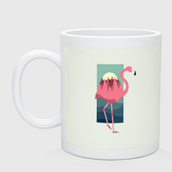 Кружка керамическая Фламинго лес и закат, цвет: фосфор