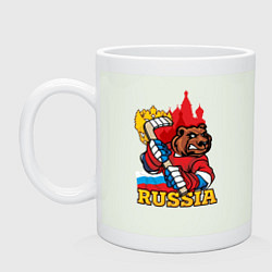 Кружка керамическая Хоккей Россия, цвет: фосфор