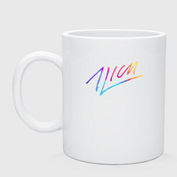 Кружка керамическая AVICII АВТОГРАФ RAIBOW, цвет: белый