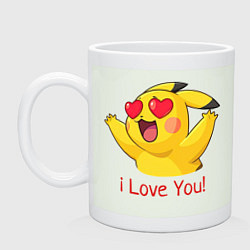 Кружка керамическая Пикачу i love you, цвет: фосфор