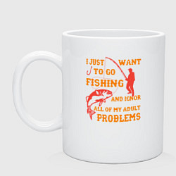 Кружка керамическая I Want To Fishing, цвет: белый