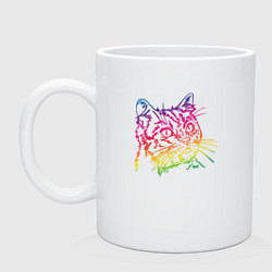 Кружка керамическая Rainbow Cat, цвет: белый