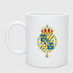 Кружка керамическая Швеция Герб Швеции, цвет: белый