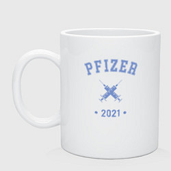Кружка керамическая Pfizer 2021, цвет: белый
