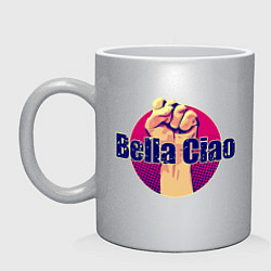 Кружка керамическая Bella Ciao Fist, цвет: серебряный