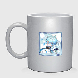 Кружка керамическая Котик Чун Юй в деле, цвет: серебряный