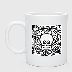 Кружка керамическая QR Skull, цвет: белый