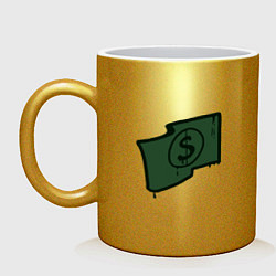 Кружка керамическая Граффити доллар, цвет: золотой