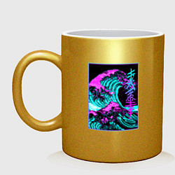 Кружка керамическая НЕОНОВАЯ ВОЛНА, ЯПОНИЯ, ФУДЗИЯМА JAPAN NEON, цвет: золотой