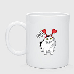 Кружка керамическая Кот Бендер Мем Love, цвет: белый