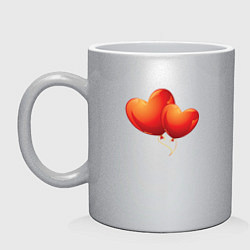 Кружка керамическая Воздушные Сердца Любовные Шары, цвет: серебряный