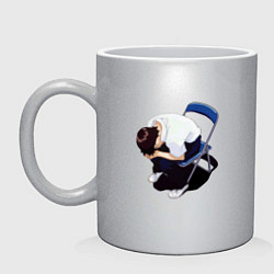 Кружка керамическая Синдзи Икари на стуле, цвет: серебряный