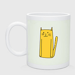 Кружка керамическая Длинный желтый кот, цвет: фосфор