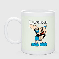 Кружка керамическая Cuphead синяя чашечка, цвет: фосфор