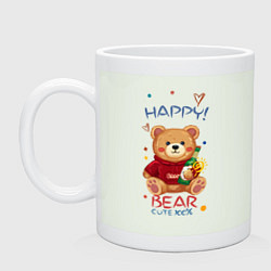 Кружка керамическая СЧАСТЛИВЫЙ МИШКА HAPPY BEAR CUTE 100%, цвет: фосфор