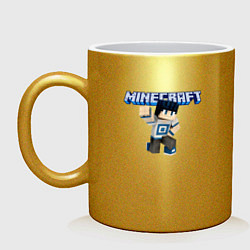Кружка керамическая Minecraft Hero Video game Pose, цвет: золотой