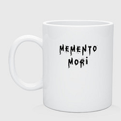 Кружка керамическая Memento Mori Помни о Смерти Надпись, цвет: белый
