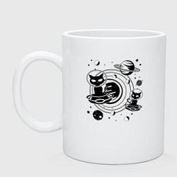 Кружка керамическая Коты пришельцы в космосе, цвет: белый