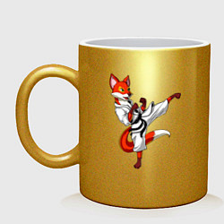 Кружка керамическая Лис боец, цвет: золотой