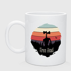 Кружка керамическая Сиреноголовый в ночной тайге, цвет: белый