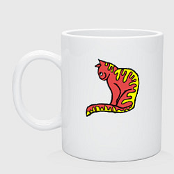 Кружка керамическая Красно-желтый кот, цвет: белый