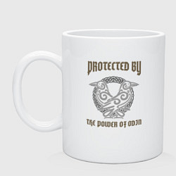 Кружка керамическая Protected by the power of Odin, цвет: белый