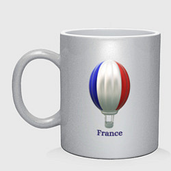 Кружка керамическая 3d aerostat French flag, цвет: серебряный