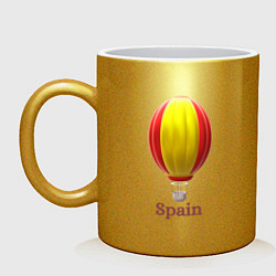 Кружка керамическая 3d aerostat Spanish flag, цвет: золотой