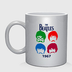 Кружка керамическая The Beatles образы группы, цвет: серебряный