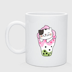 Кружка керамическая Довольный котик в мороженом, цвет: белый