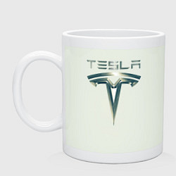 Кружка Tesla Logo Тесла Логотип Карбон