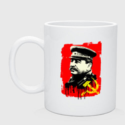 Кружка керамическая СССР - Сталин, цвет: белый
