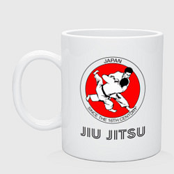 Кружка керамическая Jiu Jitsu: since 16 century, цвет: белый
