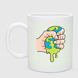 Кружка керамическая Земля в руке, цвет: фосфор