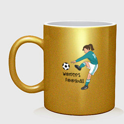 Кружка керамическая Womens football, цвет: золотой