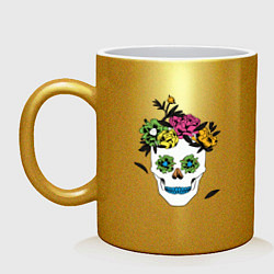 Кружка керамическая Sugar skull, цвет: золотой