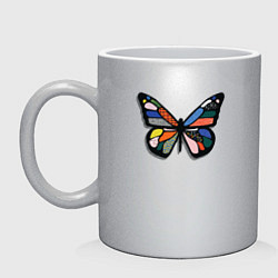 Кружка керамическая Графичная бабочка, цвет: серебряный