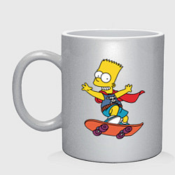 Кружка керамическая Барт Симпсон на скейте, цвет: серебряный